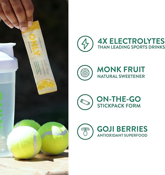 Yuzu Citrus Electrolytes Powder Packets – Electrolyte Drink Mixes with Vitamins C, B6, B12 – 1270mg Electrolytes + Goji Berry – 15 On-The-Go Hydration Powder Packets – Low Sugar, Monk Fruit Sweetened