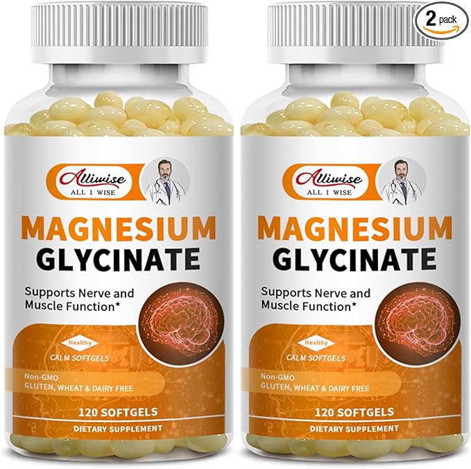 2pack Magnesium Supplement Softgels, Easy Absorption Magnesium Glycinate 400mg with Vitamin B6,D3, High Bioavailability Magnesium for Sleep & Calm Support, Nervous, Muscle & Bone Health,240count