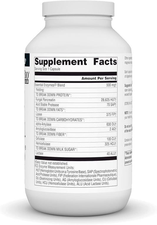 Source Naturals Essential Enzymes 500mg, Bio-Aligned Multiple Enzyme Supplement Herbal Defense for Digestion, Gas, Constipation & Bloating Relief - Digestive Aid* - 360 Capsules, 360 Servings