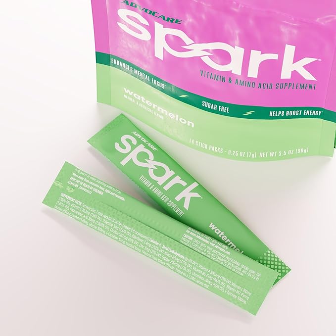 AdvoCare Spark Vitamin & Amino Acid Supplement - Focus & Energy Drink Powder Mix with Vitamin A, B-6, C & E - Also Includes L-Carnitine & L-Tyrosine - Water Melon, 14 Stick Packs