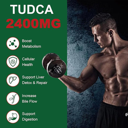 TUDCA Supplements 2400MG, Bile Salts Complex for Liver Detox & Gallbladder Cleanse, Anti-Aging for Men and Women, Digestive Health 60 Capsules