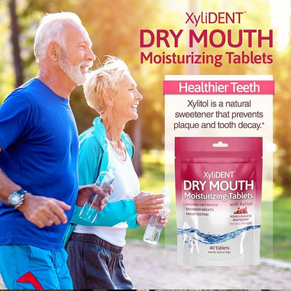 Nature's Stance XyliDENT Xylitol Tablets for Dry Mouth Relief - Stimulates Saliva, Freshens Breath, Reduces Acid Production, Fast Acting Relief, 40 Count (Pomegranate Raspberry)
