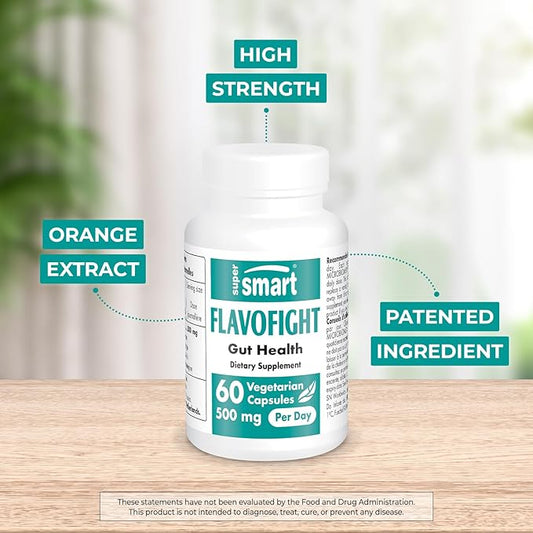 SuperSmart - FlavoFight 500mg per Day (Patented & High Strength) - Citrus Sinensis Extract Supplement - Orange Flavonoids | Non-GMO & Gluten Free - 60 Vegetarian Capsules