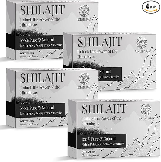 30,000 MG Shilajit Tablets, 100% Shilajit Pure Himalayan Organic, Shilajit for Men and Women Rich in Fulvic Acid & 85+ Trace Minerals, Shilajit Supplement for Energy & Immune System, 240 Count