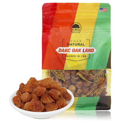 1 LB/Bag Dried Longan, DABC OAK LAND Natural Premium Thailand Sun Dried Longan High Nutrition Vitamin, Snack Food Dried Fruit Supplement for Beauty, Sleep, Mood, Stress, Authentic Taste of Thailand
