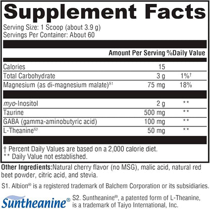 XYMOGEN RelaxMax Drink Mix - Promotes Relaxation, Stress Resiliency + Hormone Support - Magnesium Powder with Myo-Inositol, GABA, L-Theanine - Cherry Flavor Mood Support Supplement (8.25 oz)