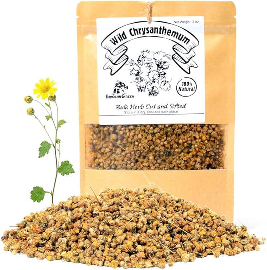 Wild Chrysanthemum (Dendranthema indicum/Ye Ju Hua/野菊花/야생 국화) – 60g (2oz) Dried Whole Flowers – Traditional Botanical Tea Ingredient