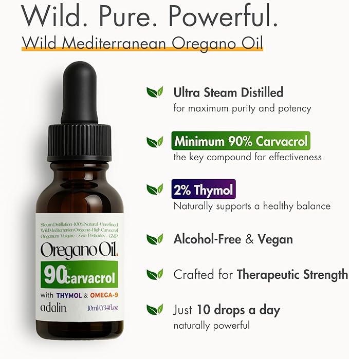 adalin Oil of Oregano with Black Seed Oil | Black Cummin Seed Oil 8.4 fl oz + Oregano Oil 10ml | Nigella Sativa Seed | High Thymoquinone | Cold Pressed | Glass Bottle | Vegan | Gluten Free