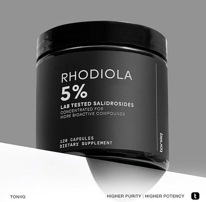 Toniiq Triple-Strength 600mg Rhodiola Rosea - 120 Capsules - 5% Salidroside Concentrated Extract - Highly Purified and Bioavailable