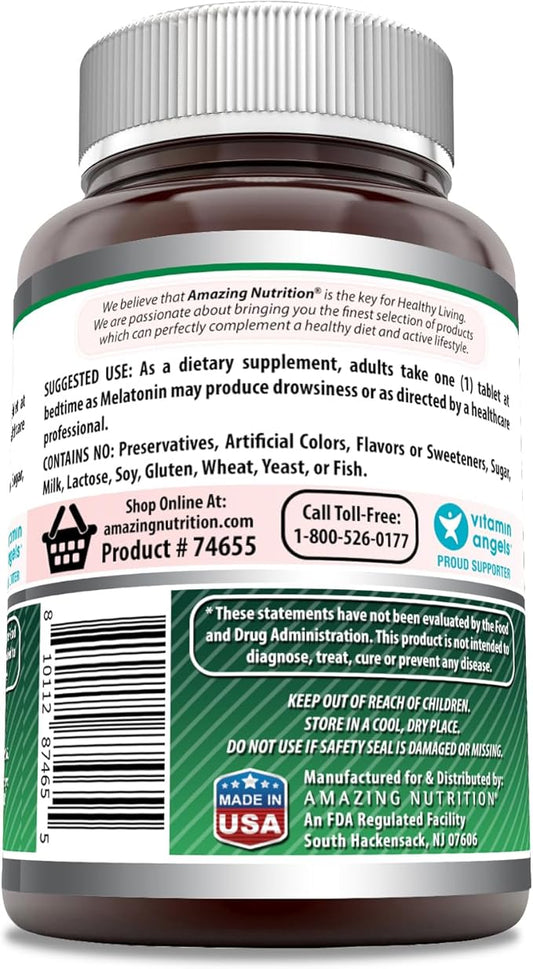 Amazing Formulas Melatonin 5 Mg Tablets Supplement | Non-GMO | Gluten Free | Made in USA (365 Count)