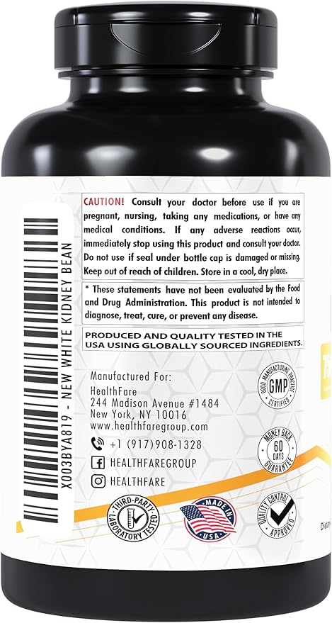White Kidney Bean Extract Supplement, 7500mg | 240 Veg Capsules | 20x Concentrated | Non-GMO | Gluten-Free