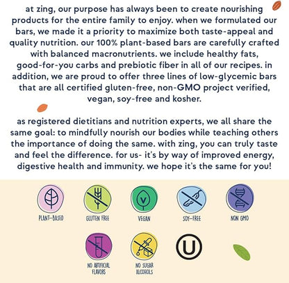 Zing Dark Chocolate Coconut Vegan Protein Bars, Gluten Free with High Protein, High Fiber, Dairy Free Nutrition Bars, Plant Based Protein, Kosher, Low Sugar, No Sugar Alcohols - 12 count