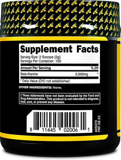 Primaforce Beta Alanine Powder, Unflavored, 200 Grams - Gluten Free, Non-GMO Supplement for Men and Women