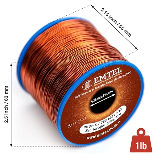 23 AWG - 1 lb (630 feet) 99.9% Pure Copper Wire, Enameled Magnetic Wire for Motor, Transformer, Magnetic Coil, & Electroculture Gardening, Winding Magnet Wire - 220°C (428°F) Thermal Class