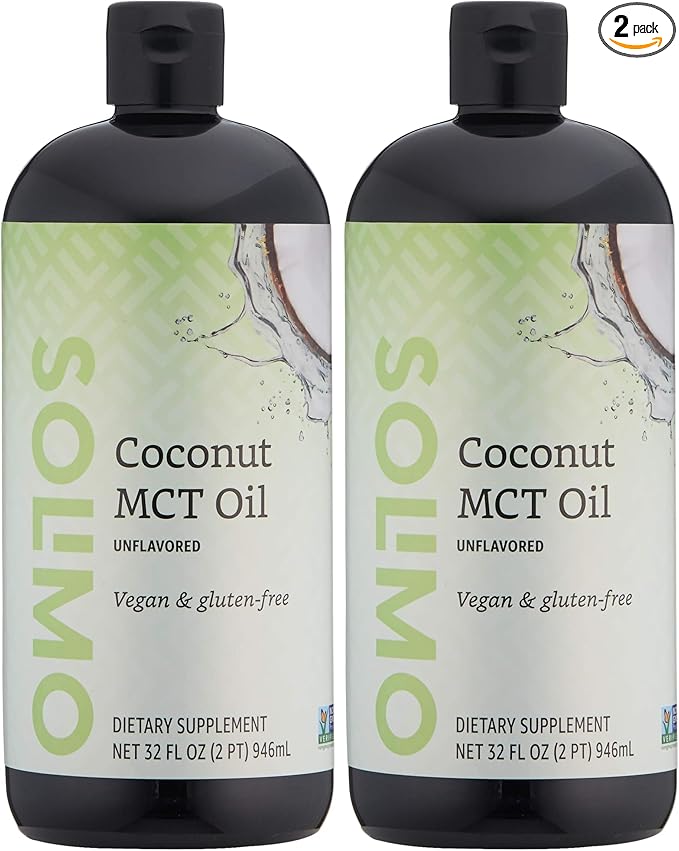 Amazon Brand - Solimo MCT Liquid Coconut Oil, Unflavored, 32 fl oz (Pack of 2)