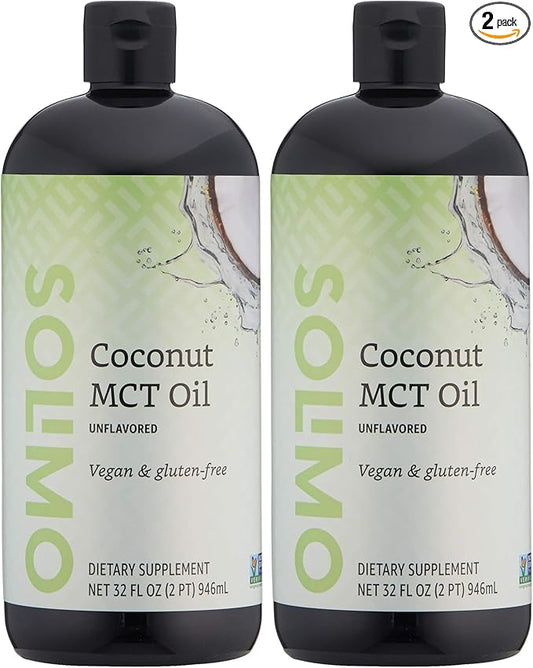 Amazon Brand - Solimo MCT Liquid Coconut Oil, Unflavored, 32 fl oz (Pack of 2)