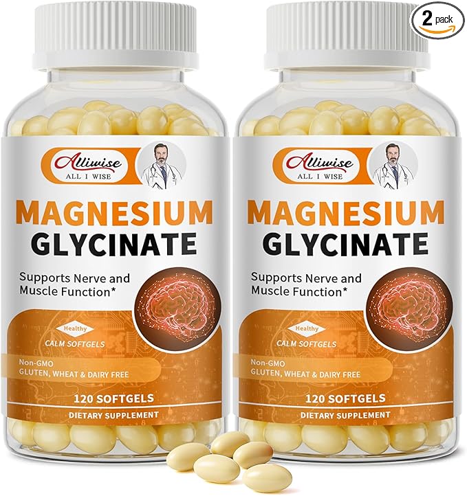 2pack Magnesium Supplement Softgels, Easy Absorption Magnesium Glycinate 400mg with Vitamin B6,D3, High Bioavailability Magnesium for Sleep & Calm Support, Nervous, Muscle & Bone Health,240count