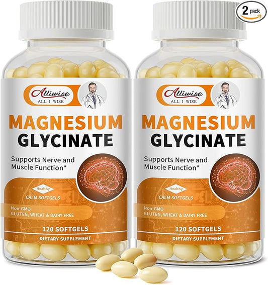 2pack Magnesium Supplement Softgels, Easy Absorption Magnesium Glycinate 400mg with Vitamin B6,D3, High Bioavailability Magnesium for Sleep & Calm Support, Nervous, Muscle & Bone Health,240count