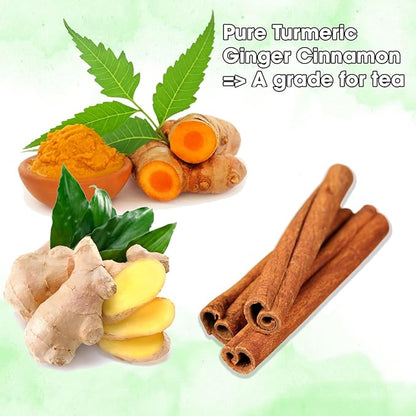 Turmeric Ginger Cinnamon Tea Bags Pyramid with String - Warm Body for Cold Relief, Protect Teeth Oral, inflammatory & Digestive Support - Natural Ingredients, No Additives, No Sugar