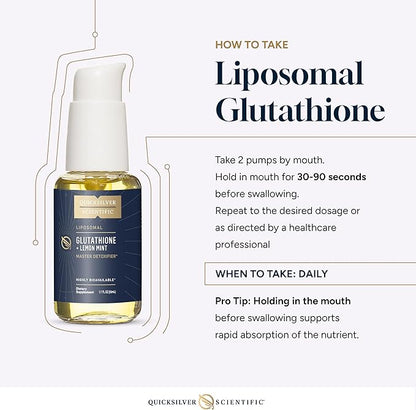 Quicksilver Scientific Liposomal Glutathione - Superior Absorption Oral Glutathione Supplement for Detox & Immune Support - Lemon Mint (1.7 fl oz)
