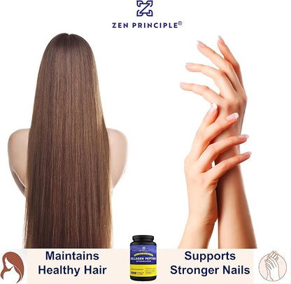 Zen Principle Grass-Fed Agglomerated Hydrolyzed Collagen Peptides 3 lb. Anti-Aging Protein Powder for Healthy Hair, Skin & Joints. Paleo and Keto Friendly, GMO and Gluten Free, Pasture-Raised Bovine.