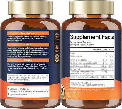 Alpha Lipoic Acid 1000mg - ALA Supplement Antioxidant for Neuropathy Support Nerve Health, Liver Detox, Antioxidant, Metabolism and Cell Energy, Anti-Aging - Non-GMO, Gluten Free, Vegan Safe