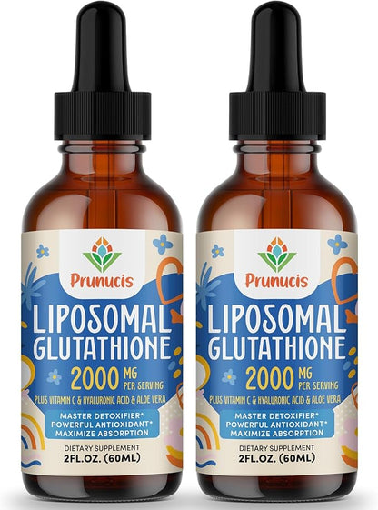 2000MG Liposomal Glutathione Liquid, 98% Absorption, Active Form L-Glutathione Supplement, Vegan Friendly, Powerful Antioxidant Complex for Immune System, Aging Defense, Detox, 4 FL.OZ