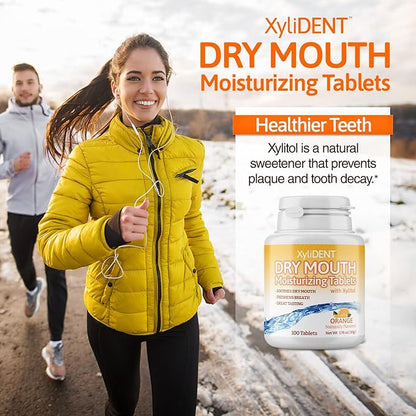 Nature's Stance XyliDENT Xylitol Tablets for Dry Mouth Relief - Stimulates Saliva, Freshens Breath, Reduces Acid Production, Fast Acting Relief, 100 Count (Orange)