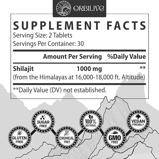 30,000 MG Shilajit Tablets, 100% Shilajit Pure Himalayan Organic, Shilajit for Men and Women Rich in Fulvic Acid & 85+ Trace Minerals, Shilajit Supplement for Energy & Immune System, 360 Count