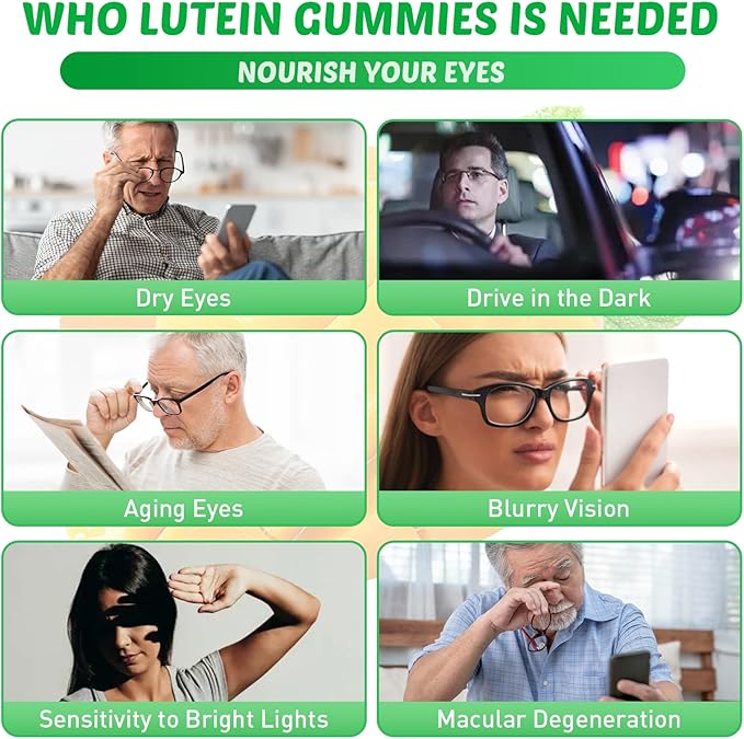 2 Pack Lutein Gummies with Zeaxanthin, Eye Vitamins with Omega-3, Bilberry, and Astaxanthin for Vision and Eye Health, Mango Flavor, 120 Count