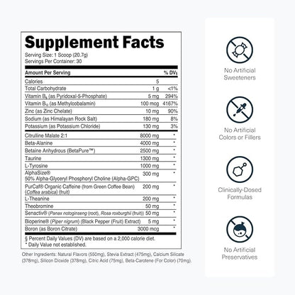 Transparent Labs Bulk Pre Workout Powder - Naturally Sweetened Advanced Pre-Workout Formula for Muscle Building and Strength - 30 Servings, Peach Mango