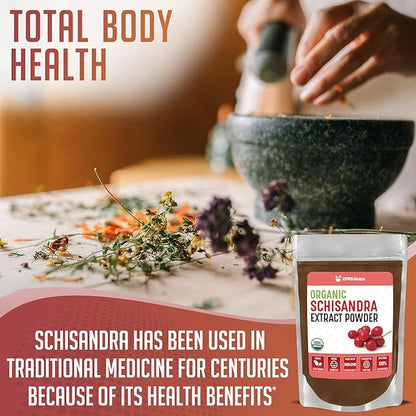XPRS Nutra Organic Schisandra Berry Powder Extract - Premium USDA Organic Schisandra Powder for Cognition and Immunity - Vegan Friendly Berry Superfood (8 oz)