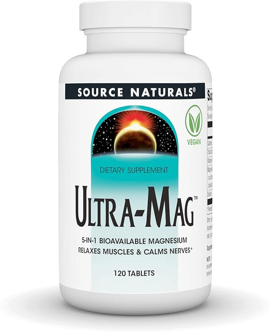 Source Naturals Ultra-Mag, 5-in-1 Bioavailable Magnesium - Relaxes Muscles & Calms Nerves* - 120 Vegan Tablets