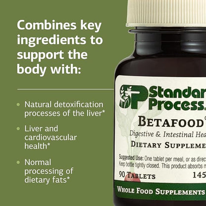 Standard Process Inc. Betafood - Digestive Health and Liver Support Supplement with Whole Food Blend of Oat Flour, Organic Beet Root, and Organic Beet Juice - 90 Tablets