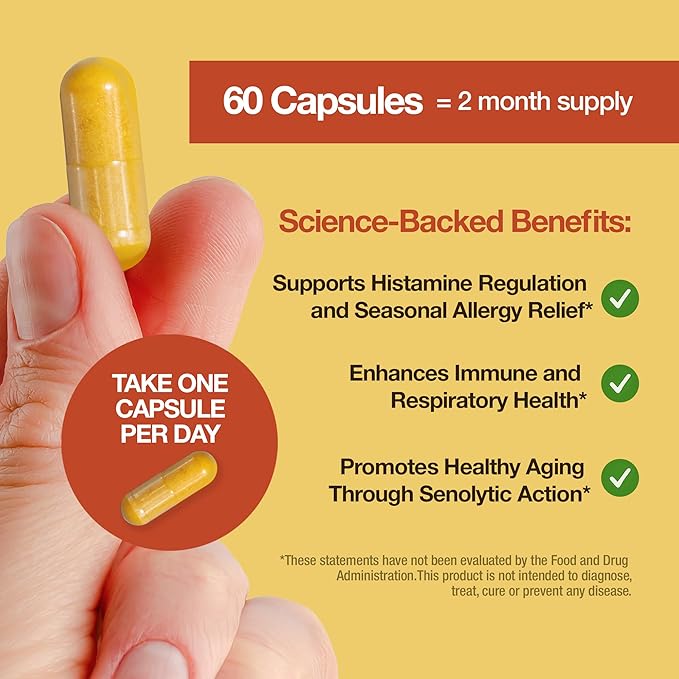 Quercetin Phytosome - High Absorption - Health Supplement for Immune & Respiratory Health Support - Premium Antioxidant - 60 Capsules