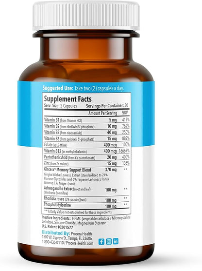 Advanced Brain - Fast Acting - Ingredients Supported by 100+ Studies - Improve Memory, Recall - Concentration - Clears Fog - Mental Clarity - Slows Cognitive Decline - 60 Count