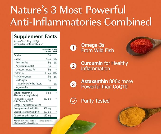 ALGAECAL Triple Power: 1200mg EPA & DHA Omega-3s Fish Oil Supplement, Supporting Brain, Heart, Skin & Bones, and Omega-3 Home Test Kit: Easy at-Home Testing with Pre-Paid Return Envelope