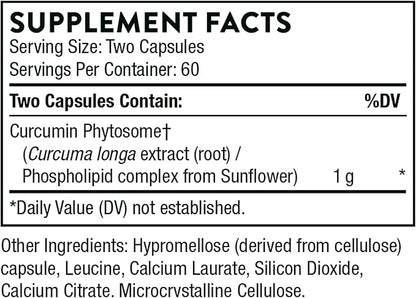 THORNE - Curcumin Phytosome 1000 mg (Meriva) - Clinically Studied, High Absorption - Supports Health in Joints, Muscles, GI Tract, Liver, and Brain* - 120 Capsules - 60 Servings
