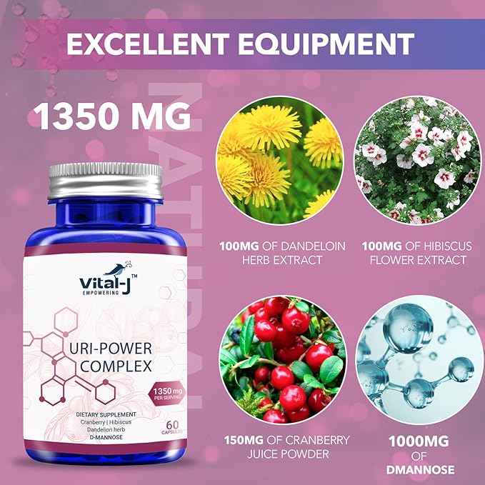 4-IN-1 URI POWER COMPLEX 1350mg - 60 day - D Mannose, Cranberry, Hibiscus, and Dandelion Herb - Naturally Cleanse the Bladder and Urinary Tract – Specialized Approach for UTI Avoidance Pack of 2