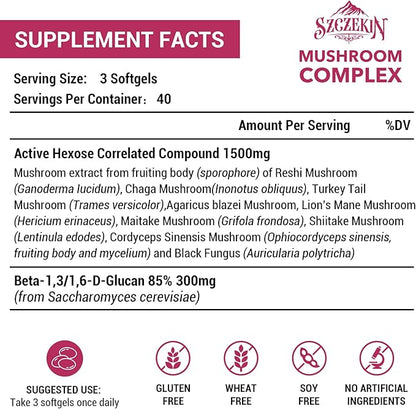1500mg Liposomal Active Hexose Correlated Supplement,120 Soft Gels Beta-Glucans with Natural Mushroom Extract, Immune System, Liver Function, Maintain T-Cell & Killer Cell Activity
