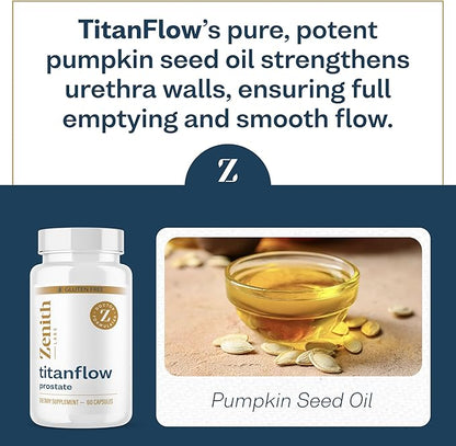 Zenith Labs - TitanFlow - Prostate Supplements for Men - with Pumpkin Seed Oil to Support Urinary and Prostate Health