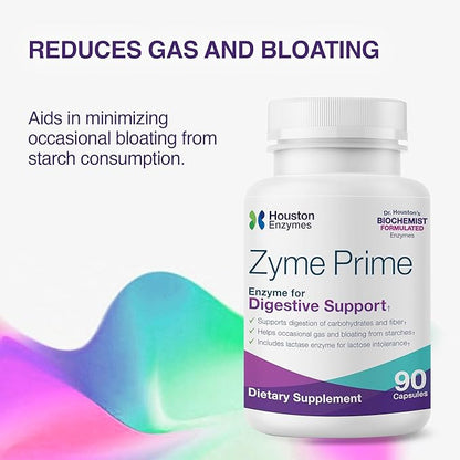 Zyme Prime - 90 Capsules - Digestive Enzymes Women & Men Enzyme, Digestion for Carb, Fat & Protein Breakdown, Helps Intolerances, Bloating & Gas, Digestive Health Supplement
