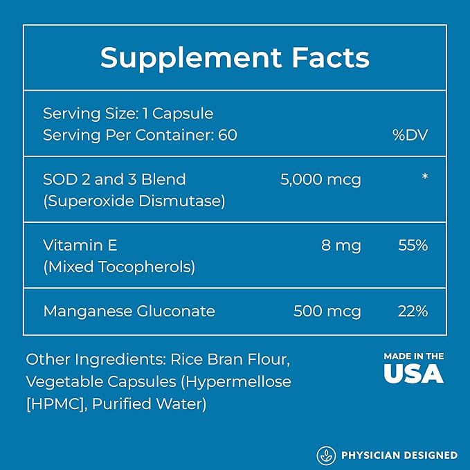 Physician Designed VARS SOD Booster - Superoxide Dismutase Supplement | SOD Supplement | 60 Capsules | Best Antioxidant Supplements
