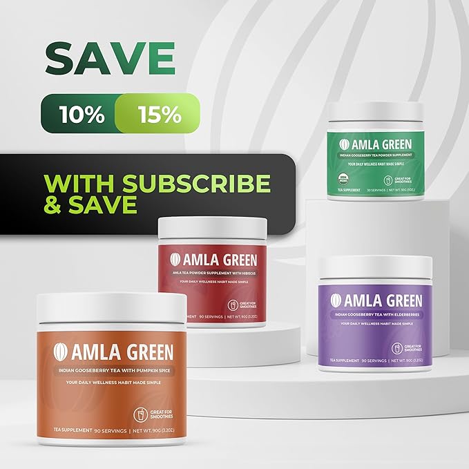 Amla Powder & Green Tea Superfood Supplement with Hibiscus, 20x Ultra Concentrated Amla, Antioxidant Support, Made with Oolong Tea and Indian Gooseberries, Organic, Vegan, Hibiscus, 90 Servings
