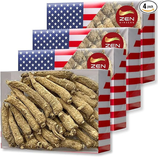 4 Boxes of Hand Selected American Ginseng Root-Small Tail (4oz/Box) 西洋参/花旗参 Panax Ginseng. Boosts Body Immunity, Energy & Stamina for Man & Women (16 Oz. (Pack of 4))