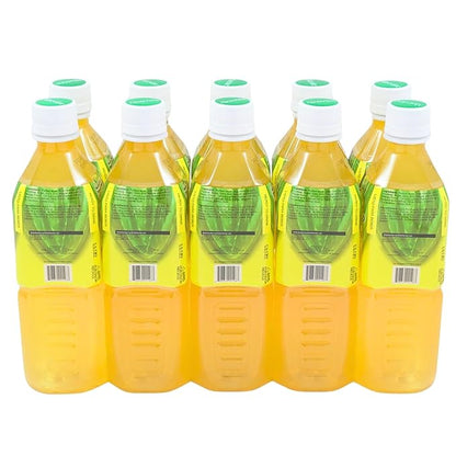 Aloevine Aloe Vera Drink Mango healthy juice pure with chunks of aloe l 16.9 oz. 10 pack l plant based Vegetable Korean drinks