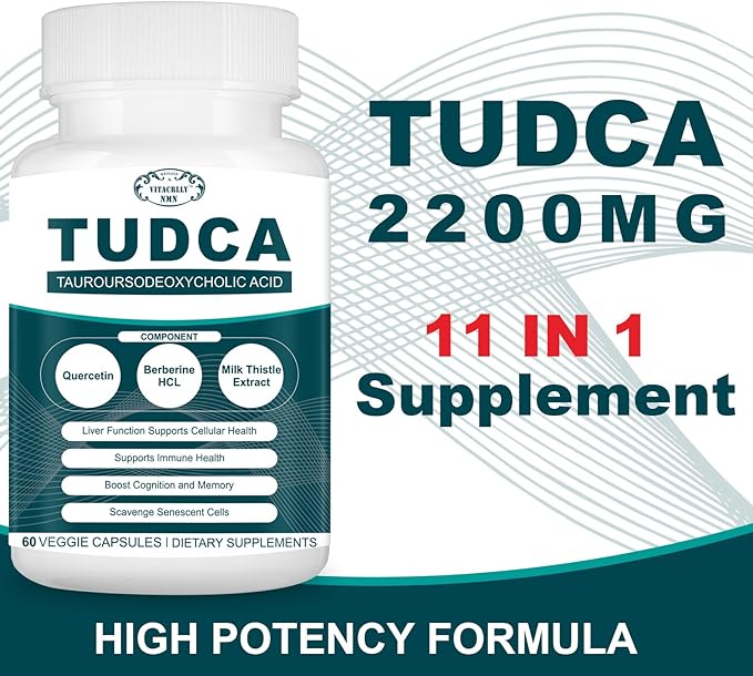 2200MG TUDCA Supplements - Bile Salts Supplement Complex for Liver Detox & Cleanse, Gallbladder Cleanse, Digestive Health 60 Capsules