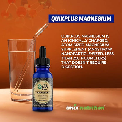 QuikPlus Liquid Mineral Supplement for Adults – Vegan, Gluten-Free, All Natural, Highly Bioavailable – 2 oz Bottle (Magnesium)