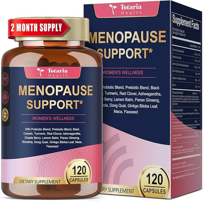 40-in-1 Menopause Supplements for Women, Multibenefit & Complete Black Cohosh for Hot Flashes, Night Sweats & Hormone Balance, w/ Probiotics, DIM, Vitex, Dong Quai, Red Clover and More, 120 Vegan Caps