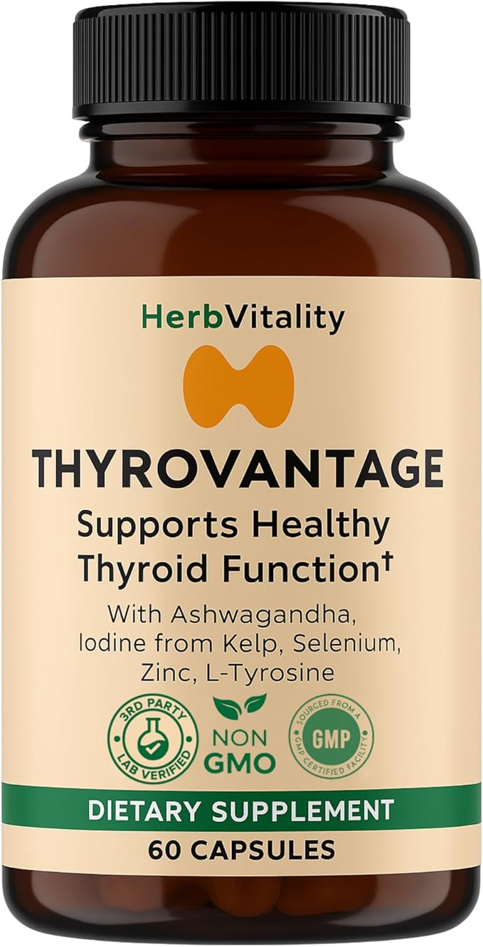 Thyroid Support Supplement – Iodine, Kelp, Ashwagandha, Selenium, Zinc – Supports Energy, Metabolism & Hormone Balance – L-Tyrosine, Schisandra, Bladderwrack – 60 Capsules